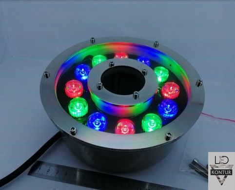 Подводный LED прожектор 12W  RGB IP68 для фонтана и бассейна