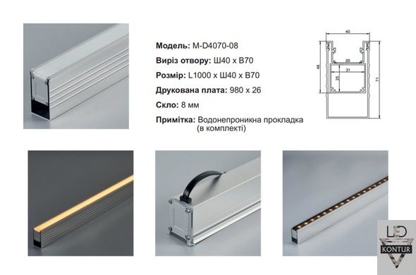 Ґрунтовий лінійний LED світильник 12W IP67 IK10 (Тротуарний)
